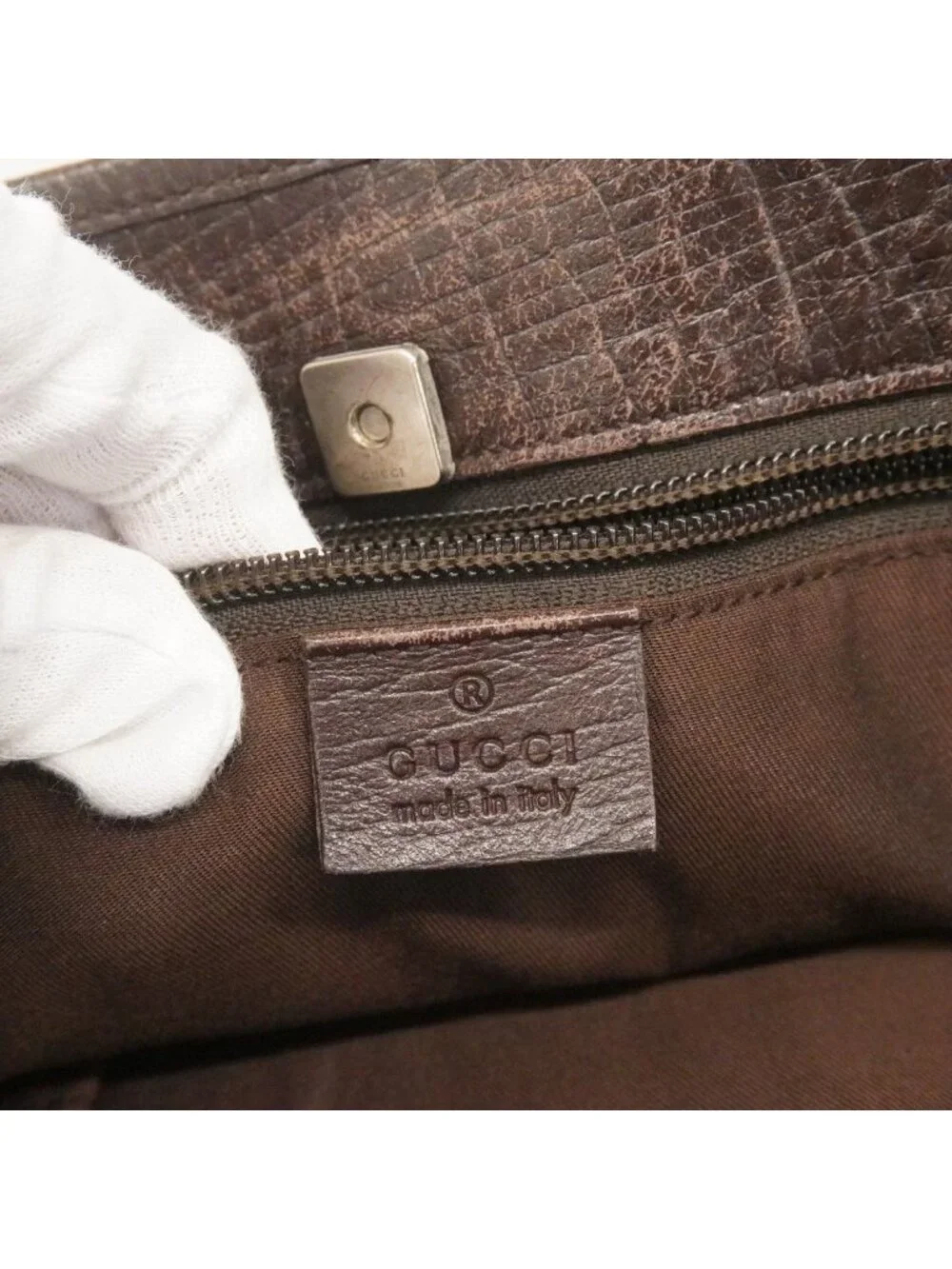 Gucci Tote GG Supreme Brown Silver